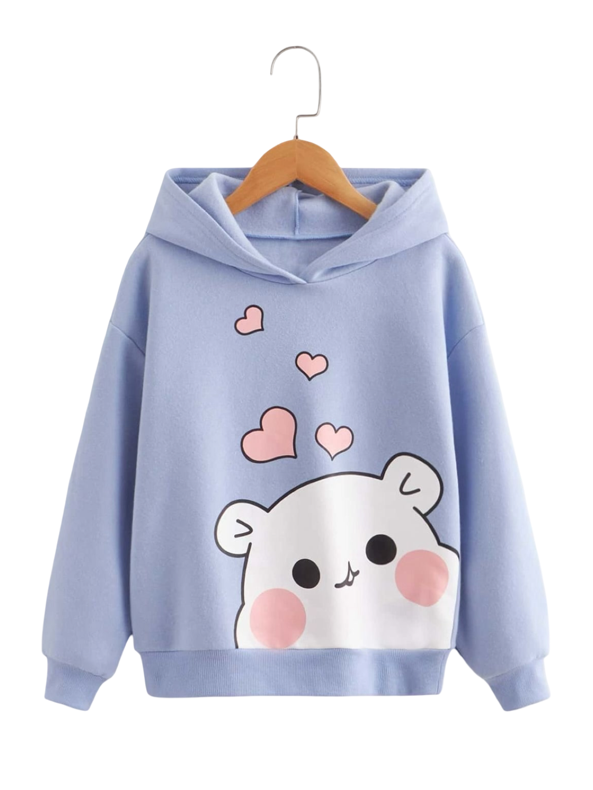BLUE BEAR HEART FLEECE HOODIE
