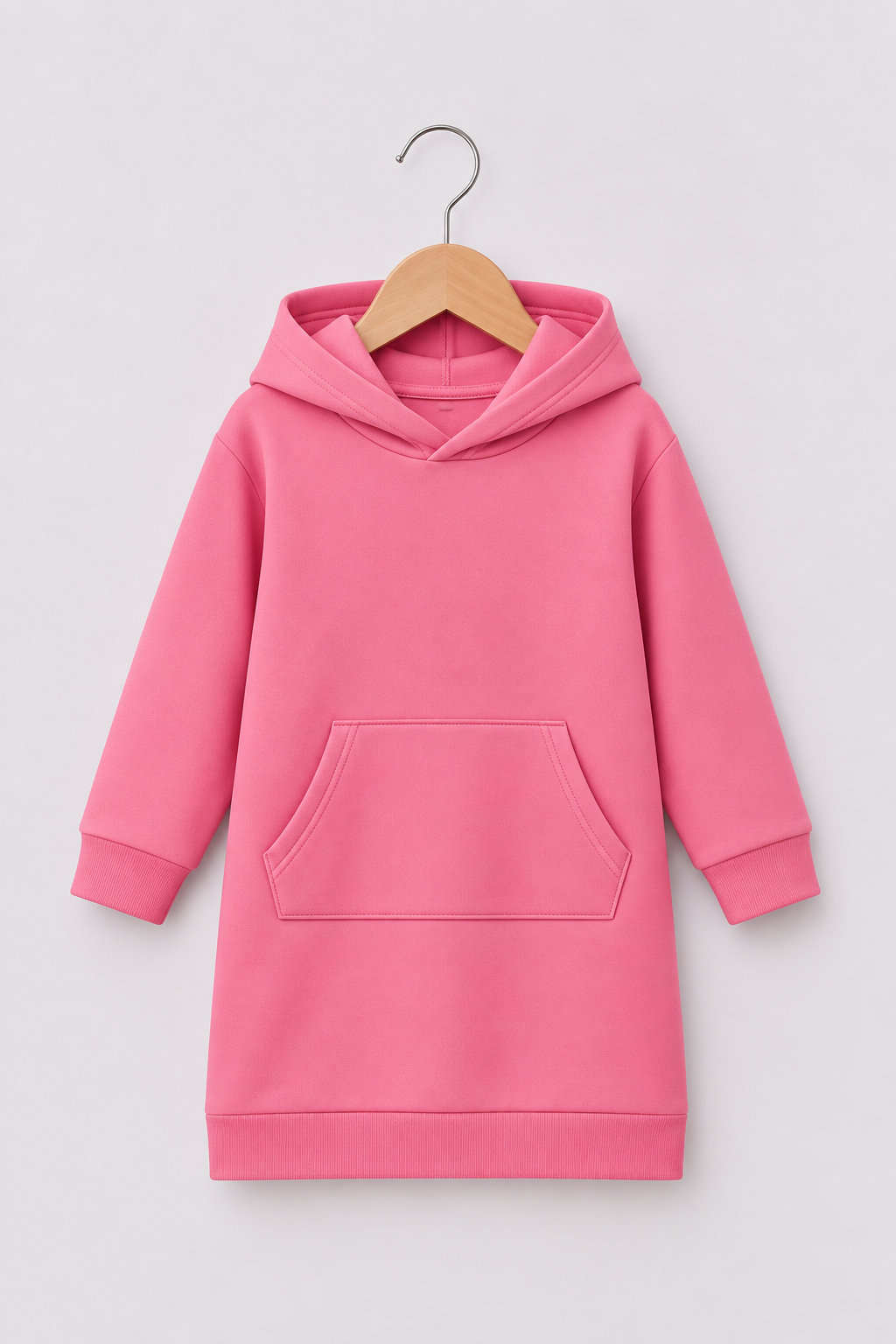 PINK LONG FLEECE HOODIE