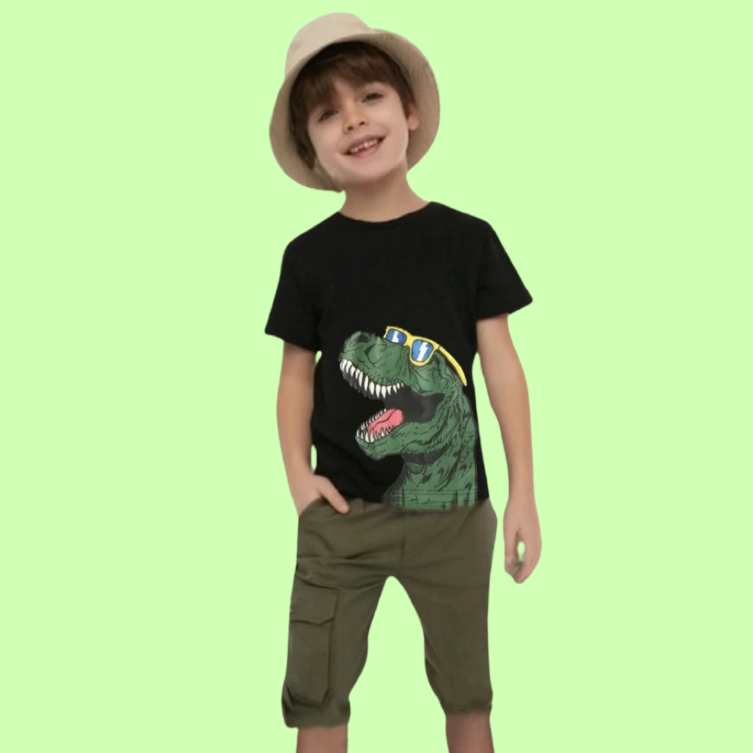 DINOSAUR GREEN SHORT SET