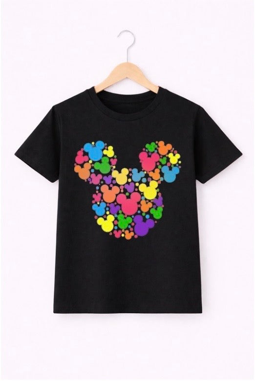 BLACK COLORFUL MICKEY TEE