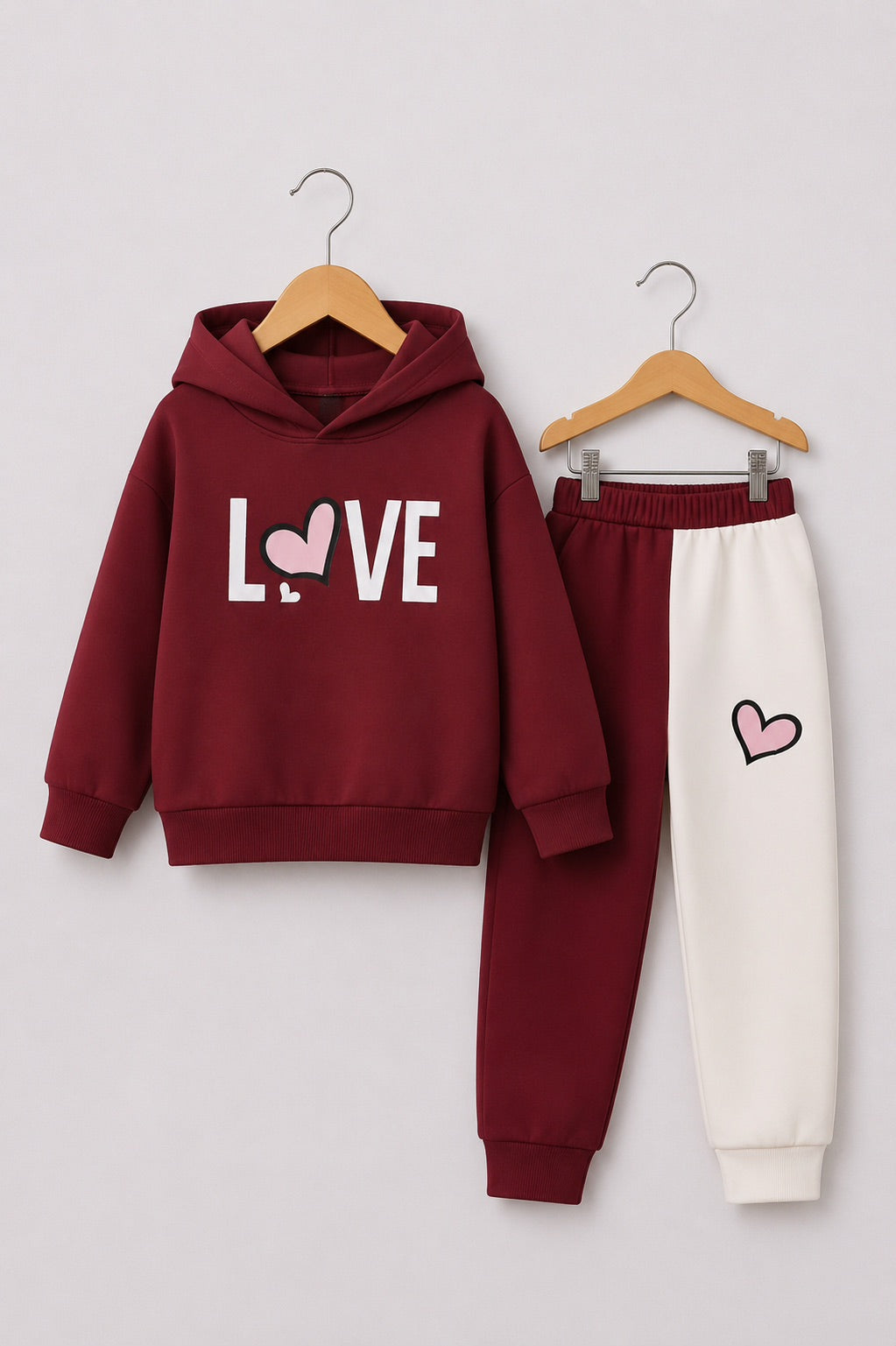 MAROON PANNEL LOVE FLEECE PAIR