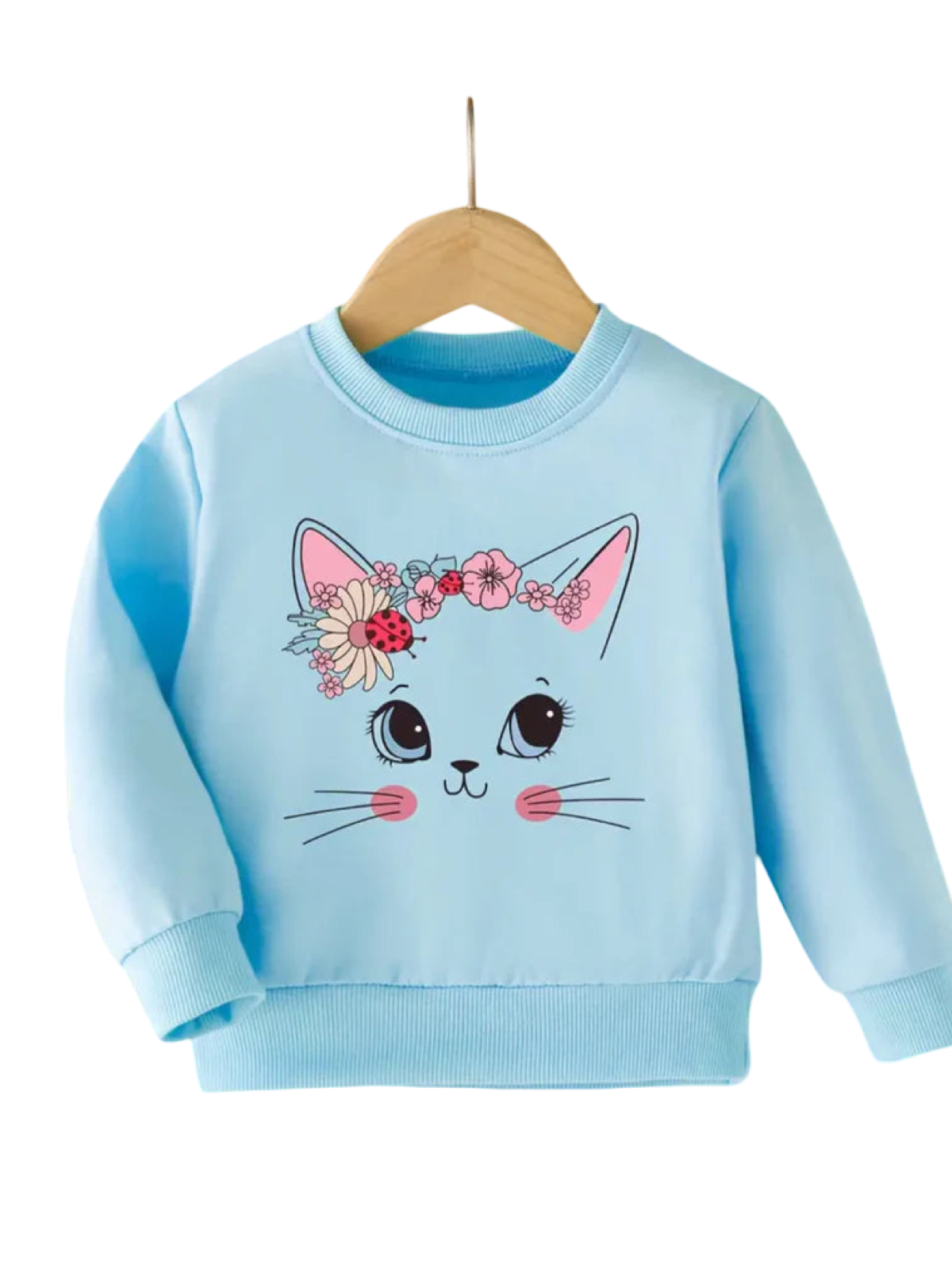 BLUE CAT FLOWER FLEECE SWEATSHIRT