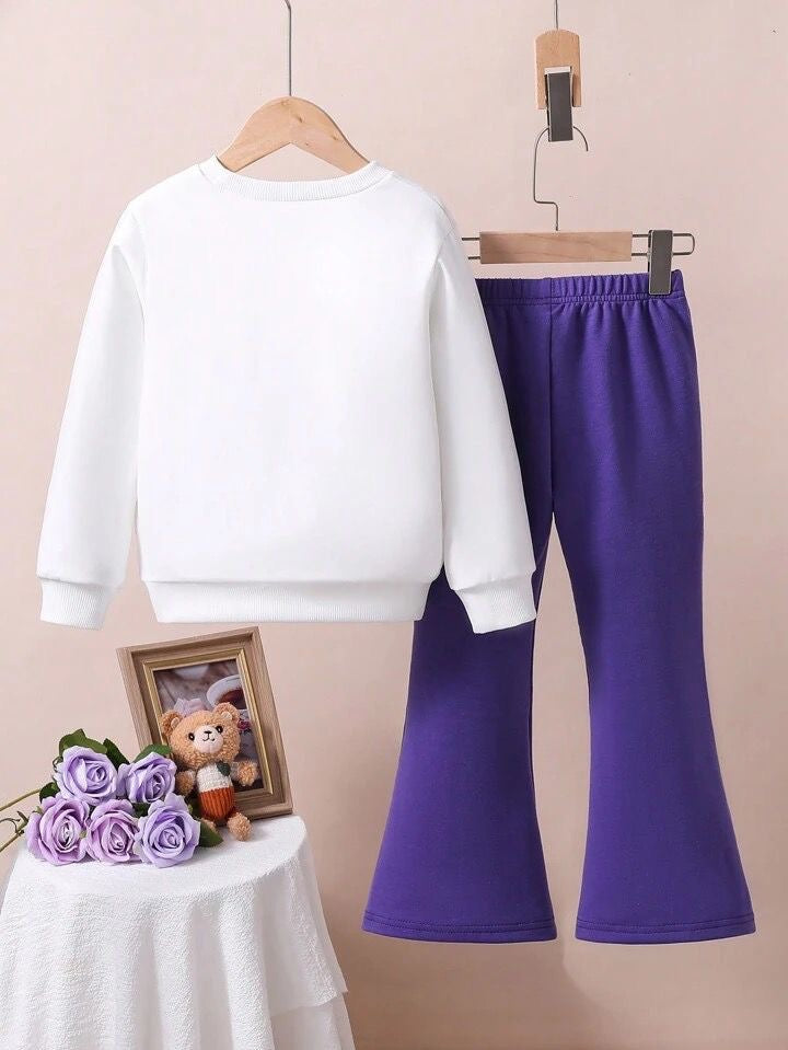 PURPLE TEDDY WIDE LEG FLEECE PAIR