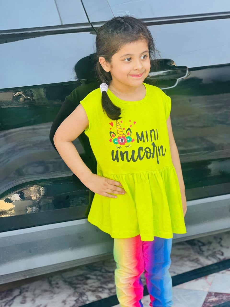 GREEN MINI UNICORN SUMMER FROCK