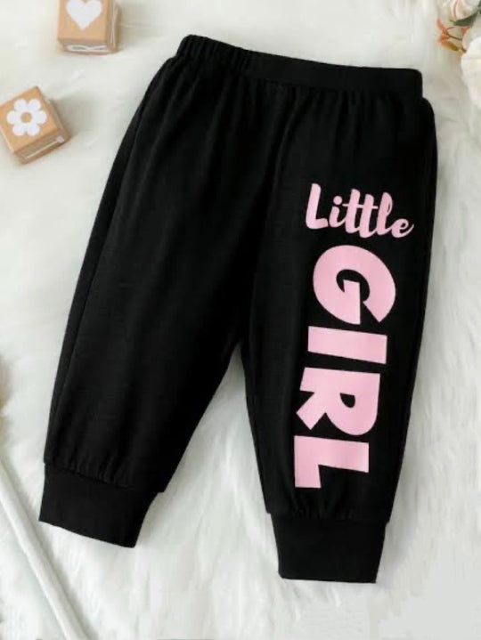 BLACK LITTLE GIRL FLEECE TROUSER