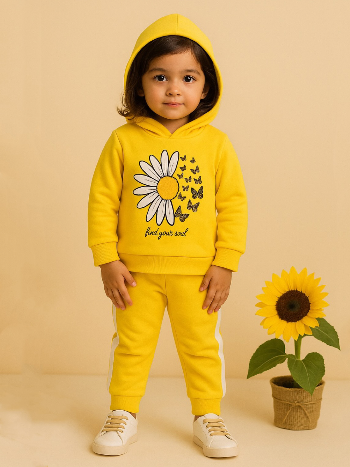YELLOW BUTTERFLIES & FLOWER FLEECE PAIR