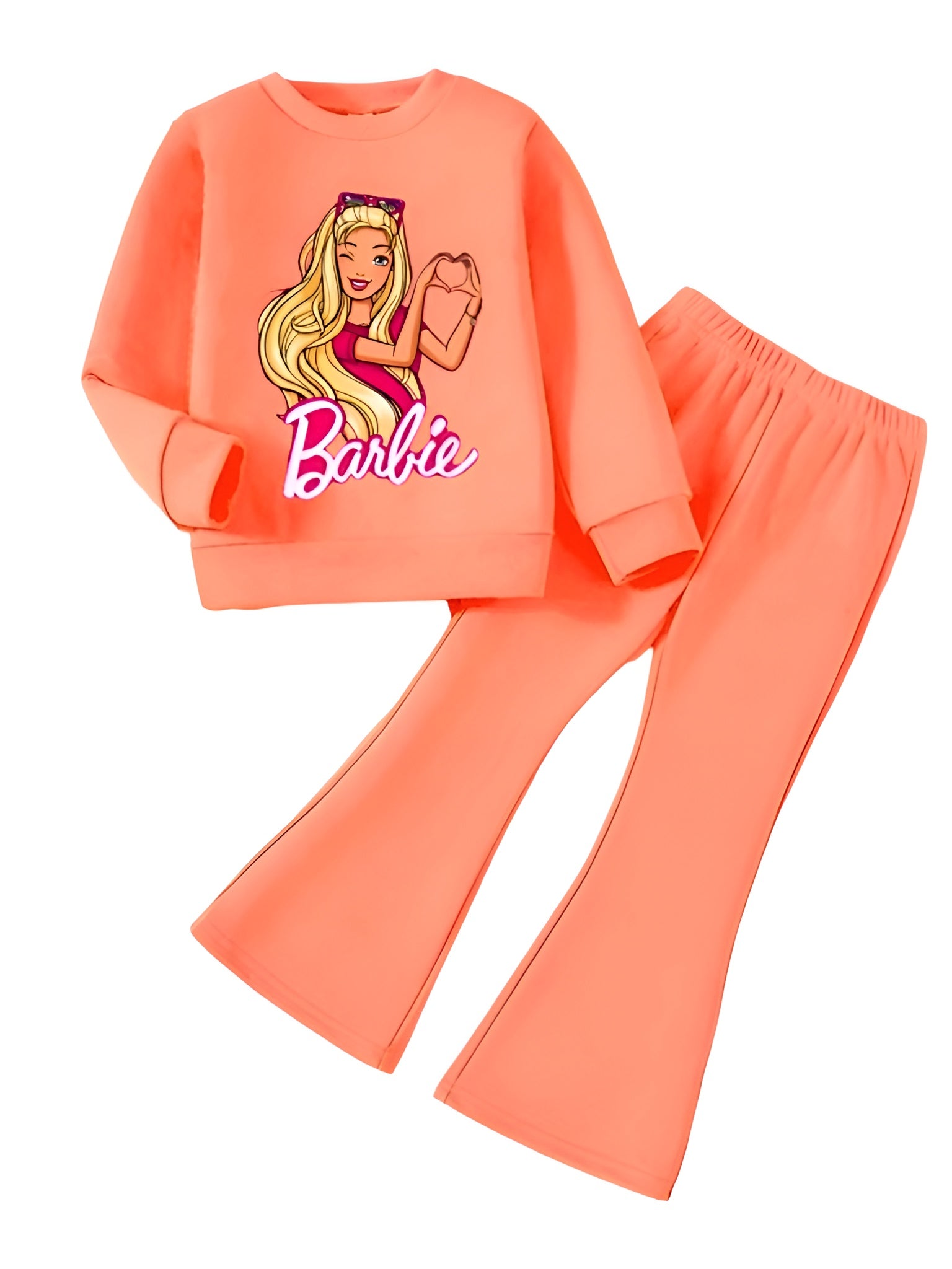 ORANGE BARBIE WIDE LEG FLEECE PAIR