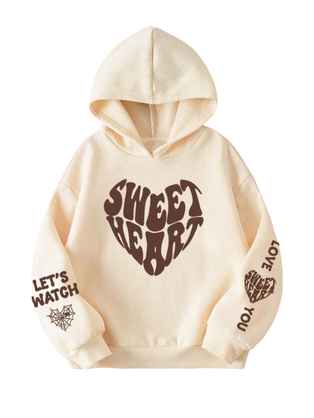 CREAM SWEET HEART FLEECE HOODIE