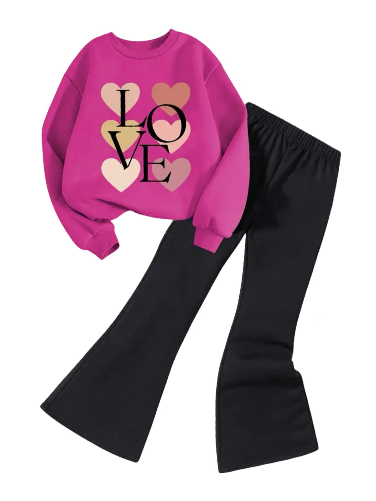 HOT PINK LOVE WIDE LEG FLEECE PAIR