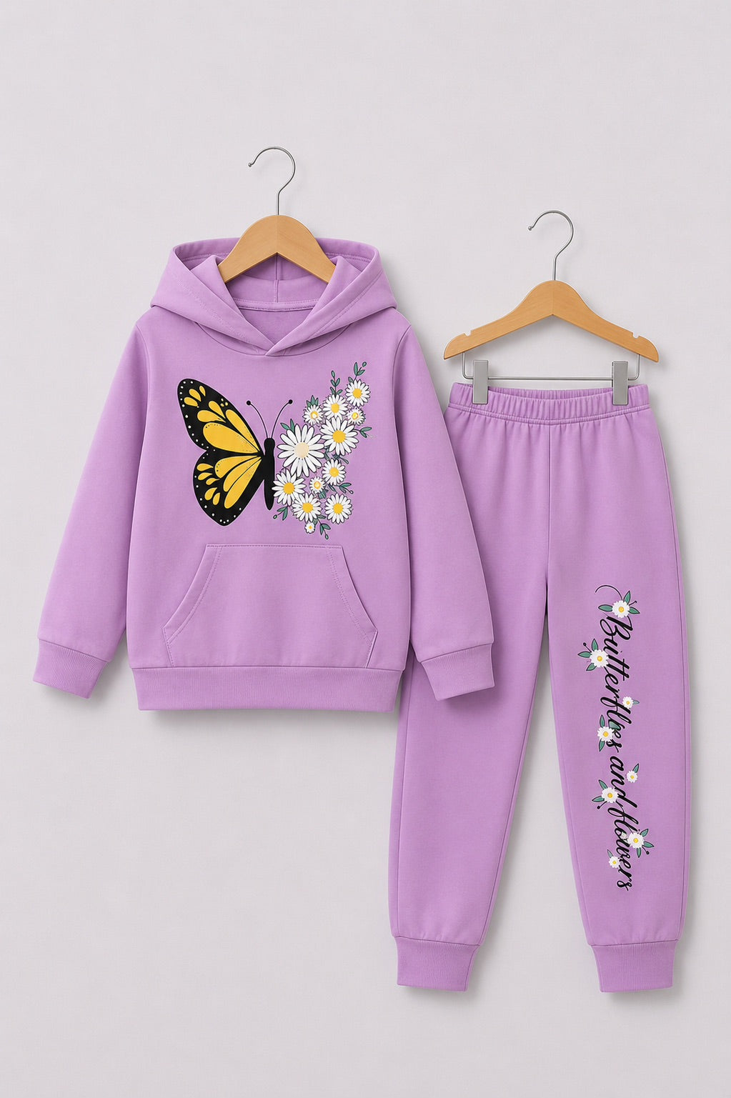 PURPLE BUTTERFLY AND FLOWER FLEECE PAIR