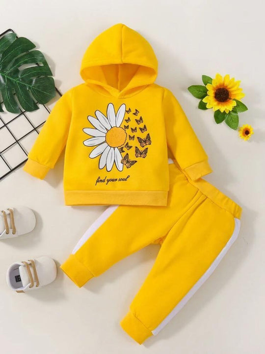 YELLOW BUTTERFLIES & FLOWER FLEECE PAIR
