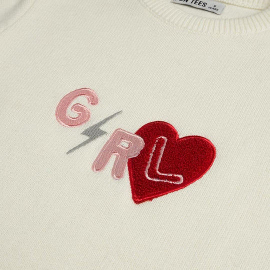 GIRL EMBROIDERY HEART SWEATER