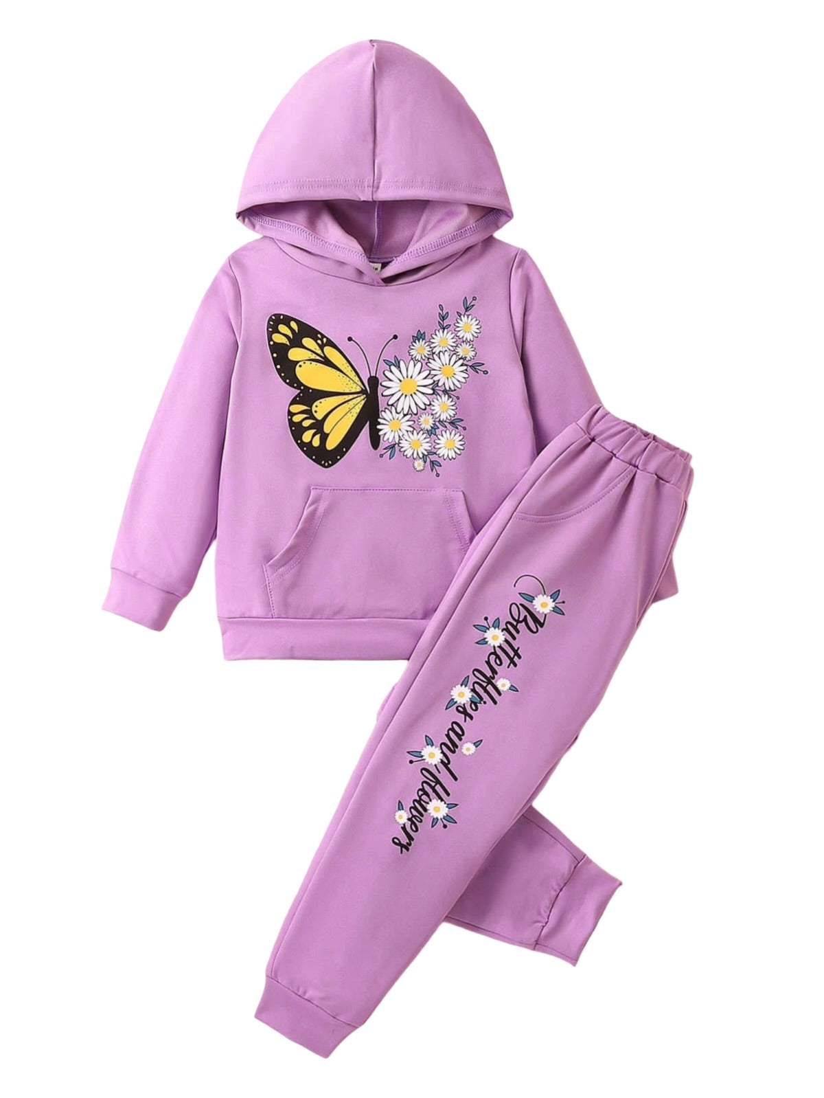 PURPLE BUTTERFLY AND FLOWER FLEECE PAIR
