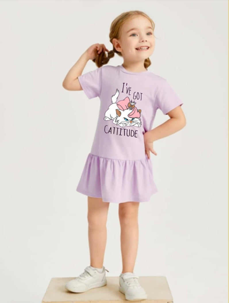 PURPLE I’VE GOT CATTITUDE SUMMER FROCK