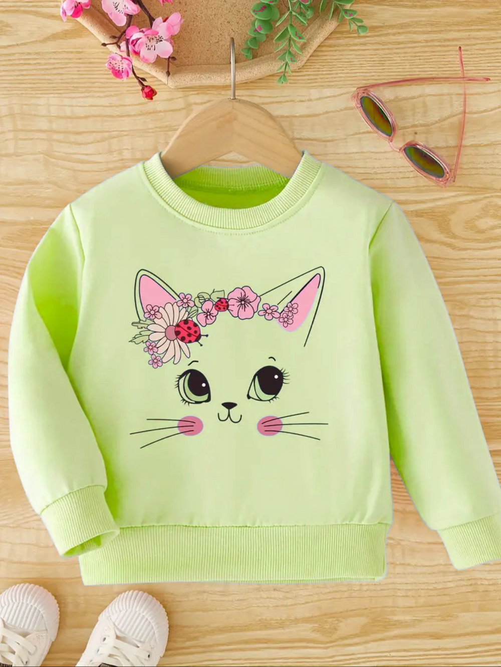 GREEN CAT FLEECE SWEATSHIRT