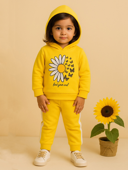YELLOW BUTTERFLIES & FLOWER FLEECE PAIR