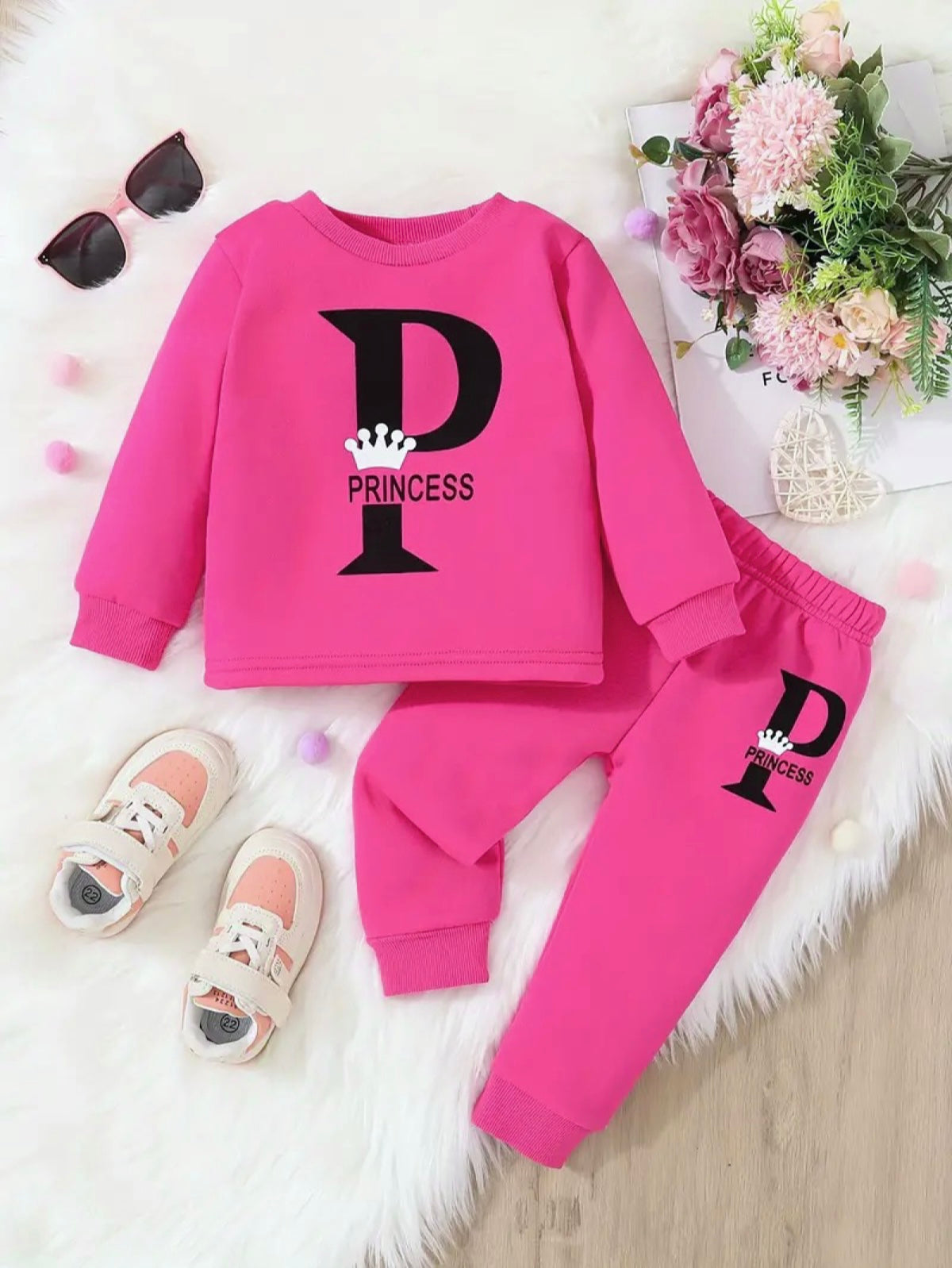 HOT PINK PRINCESS FLEECE PAIR (3 YEAR )
