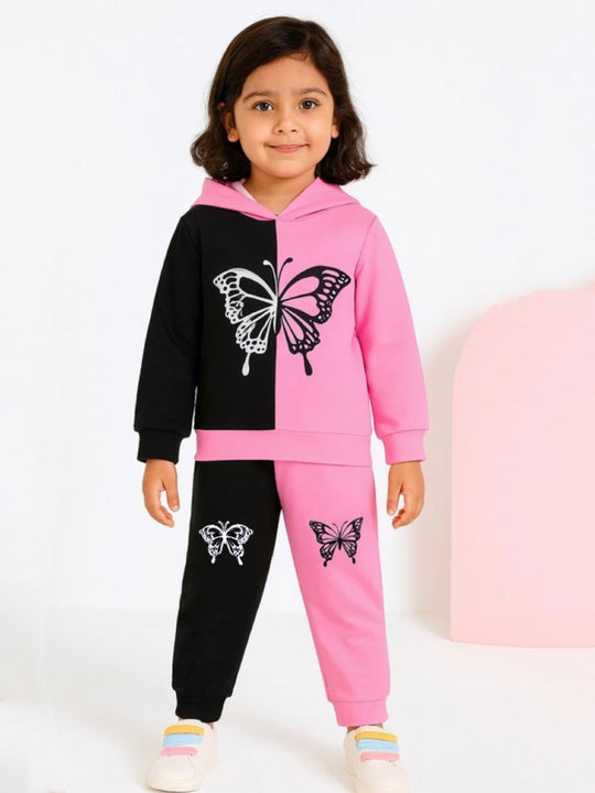 PINK BLACK BUTTERFLY FLEECE PAIR