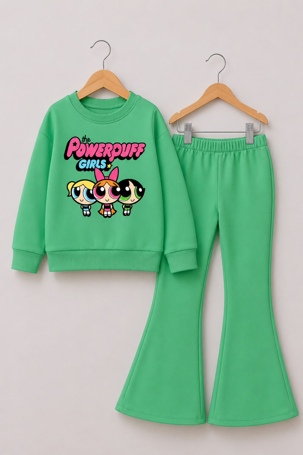 GREEN POWER PUFF WIDE LEG FLEECE PAIR