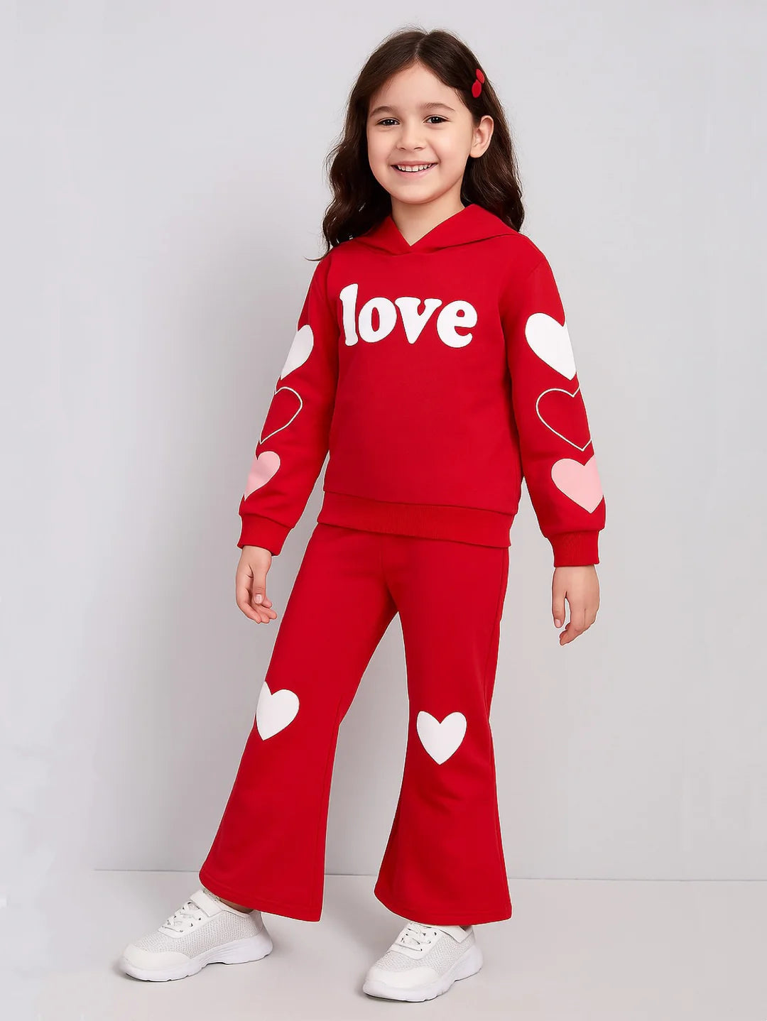 RED LOVE WIDE LEG FLEECE PAIR