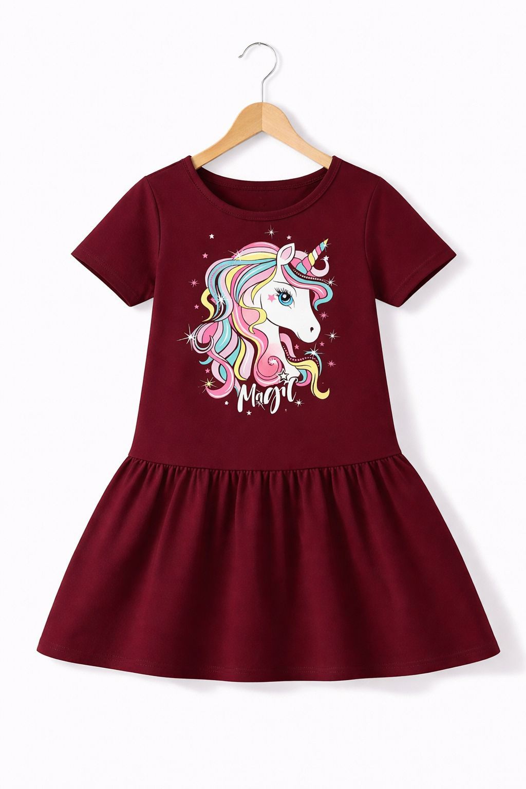 MAROON UNICORN SUMMER FROCK