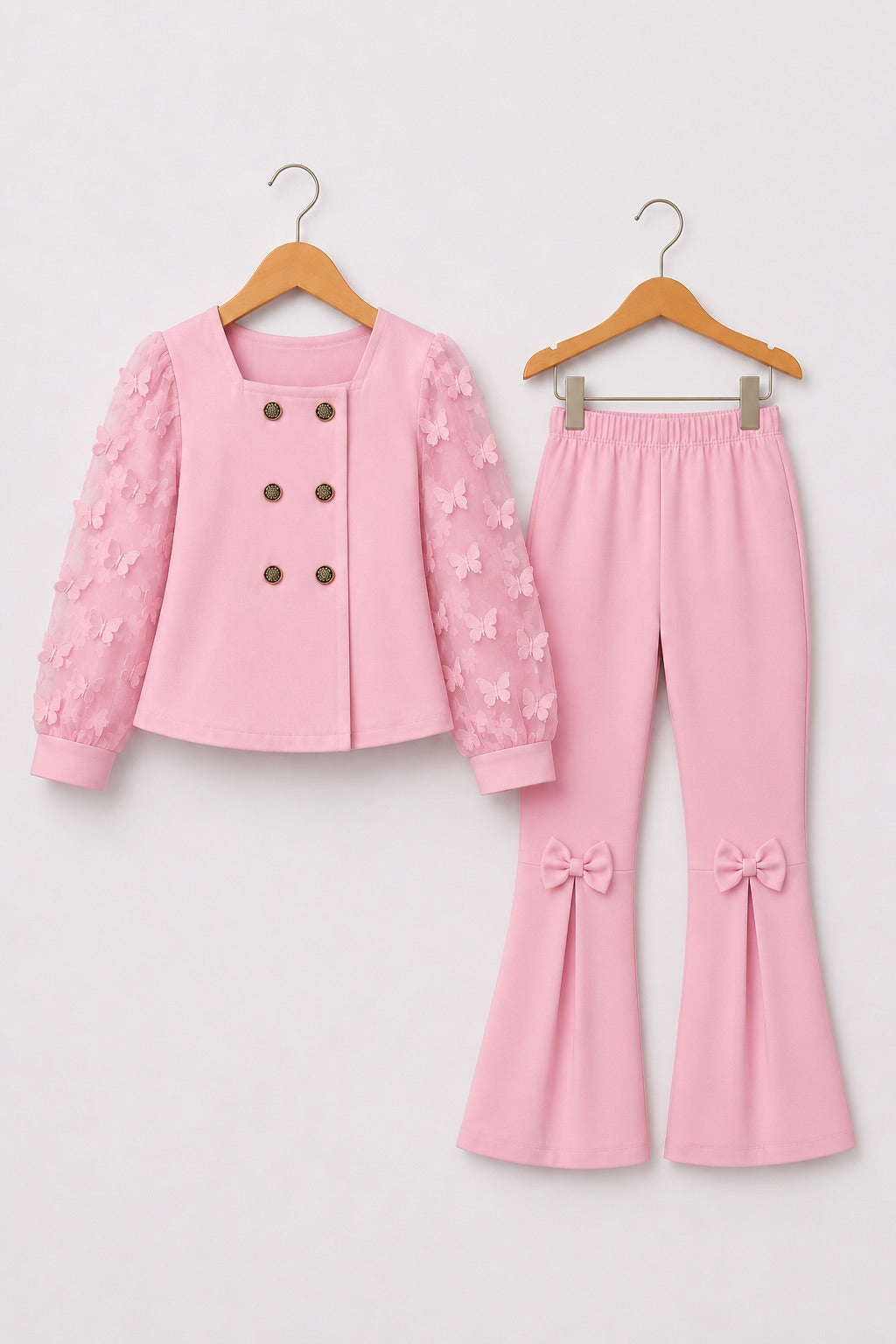 PINK NET BUTTERFLY FLEECE SET
