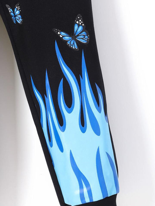 BLACK BUTTERFLY FLEECE TROUSER