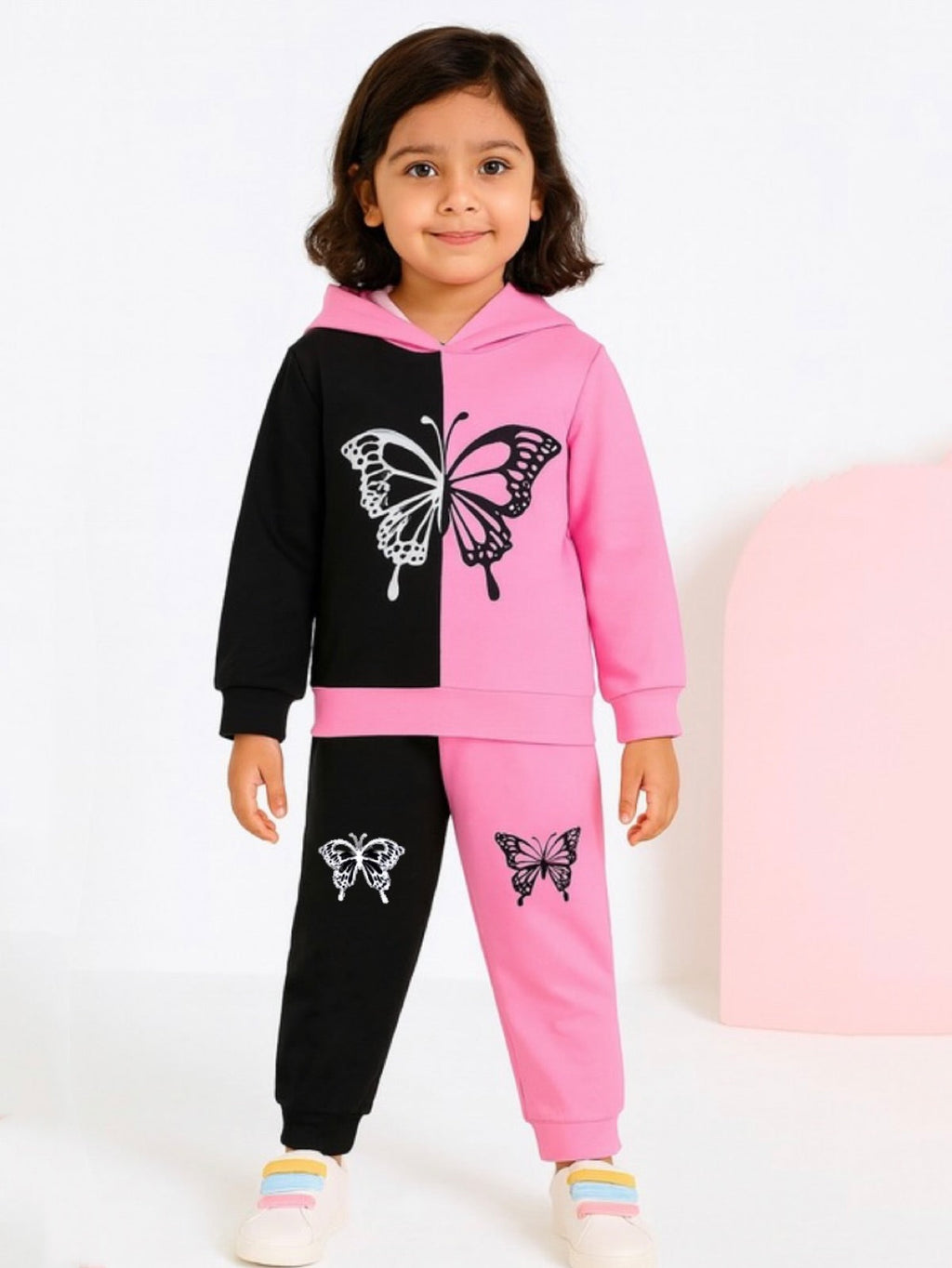 PINK BLACK BUTTERFLY FLEECE PAIR