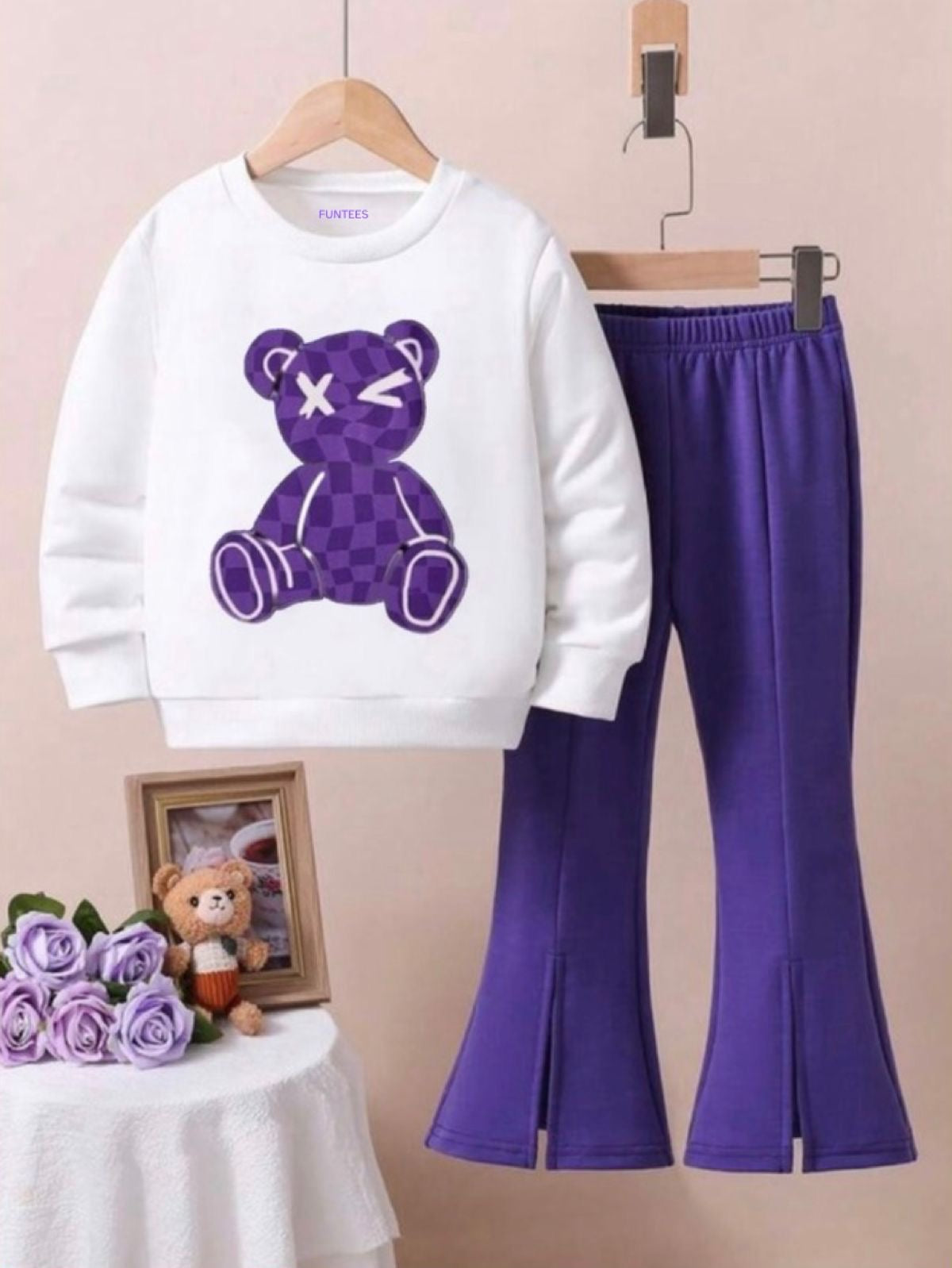PURPLE TEDDY WIDE LEG FLEECE PAIR