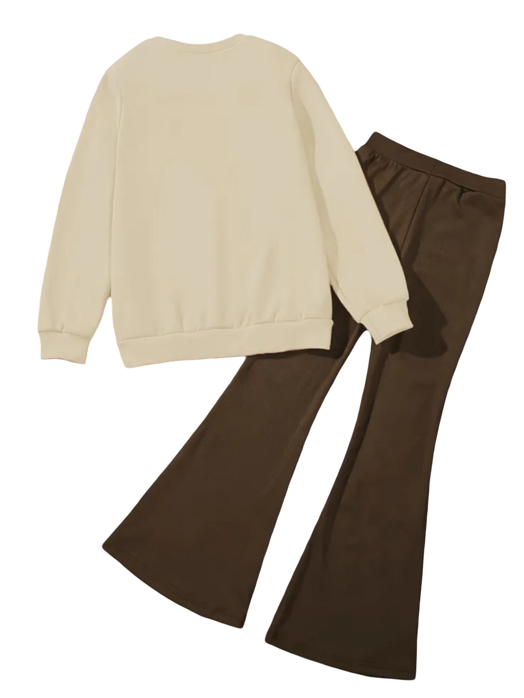 CREAM HEART WIDE LEG FLEECE PAIR