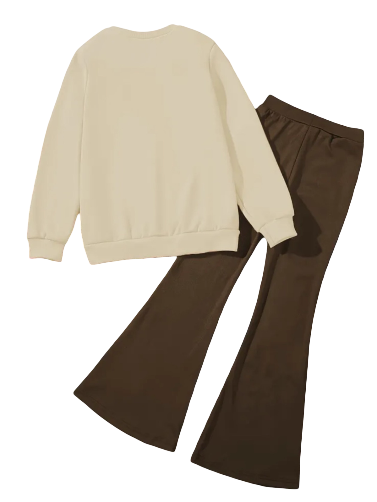 CREAM HEART WIDE LEG FLEECE PAIR